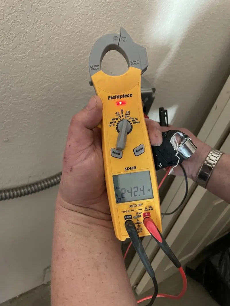 Voltage testing with clamp meter during Generator Installation in Sunderland